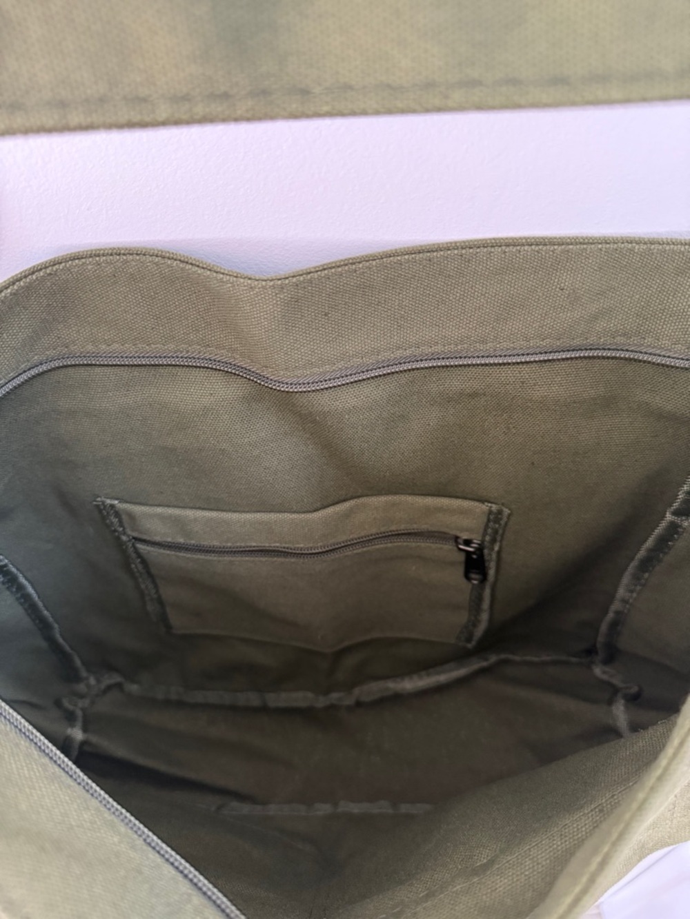 Olive Green Canvas Messenger Bag NWOT - Picture 3 of 3